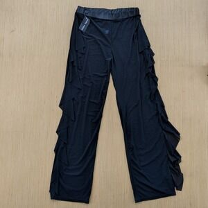 NWT Willow Dance Performance Black Sheer Ruffle Wide Leg Pull On Pants Womens XL